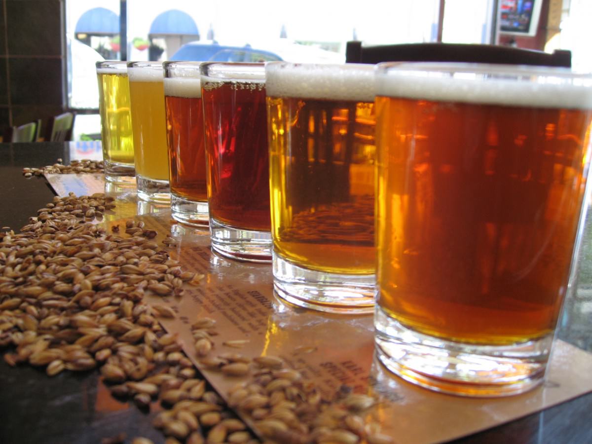 beer flight at San Diego brewery