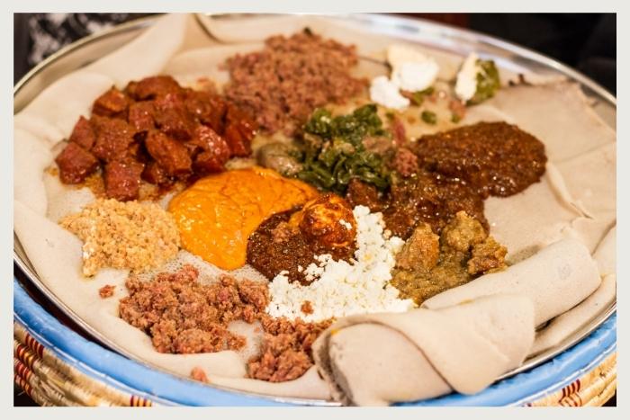 a plate of Ethiopian food for virtual supper club