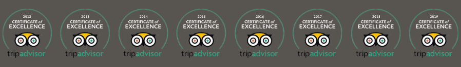 8 certificates of excellence from trip advisor