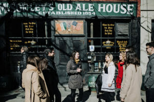 group of guests outside mcsorleys on an east village food tour